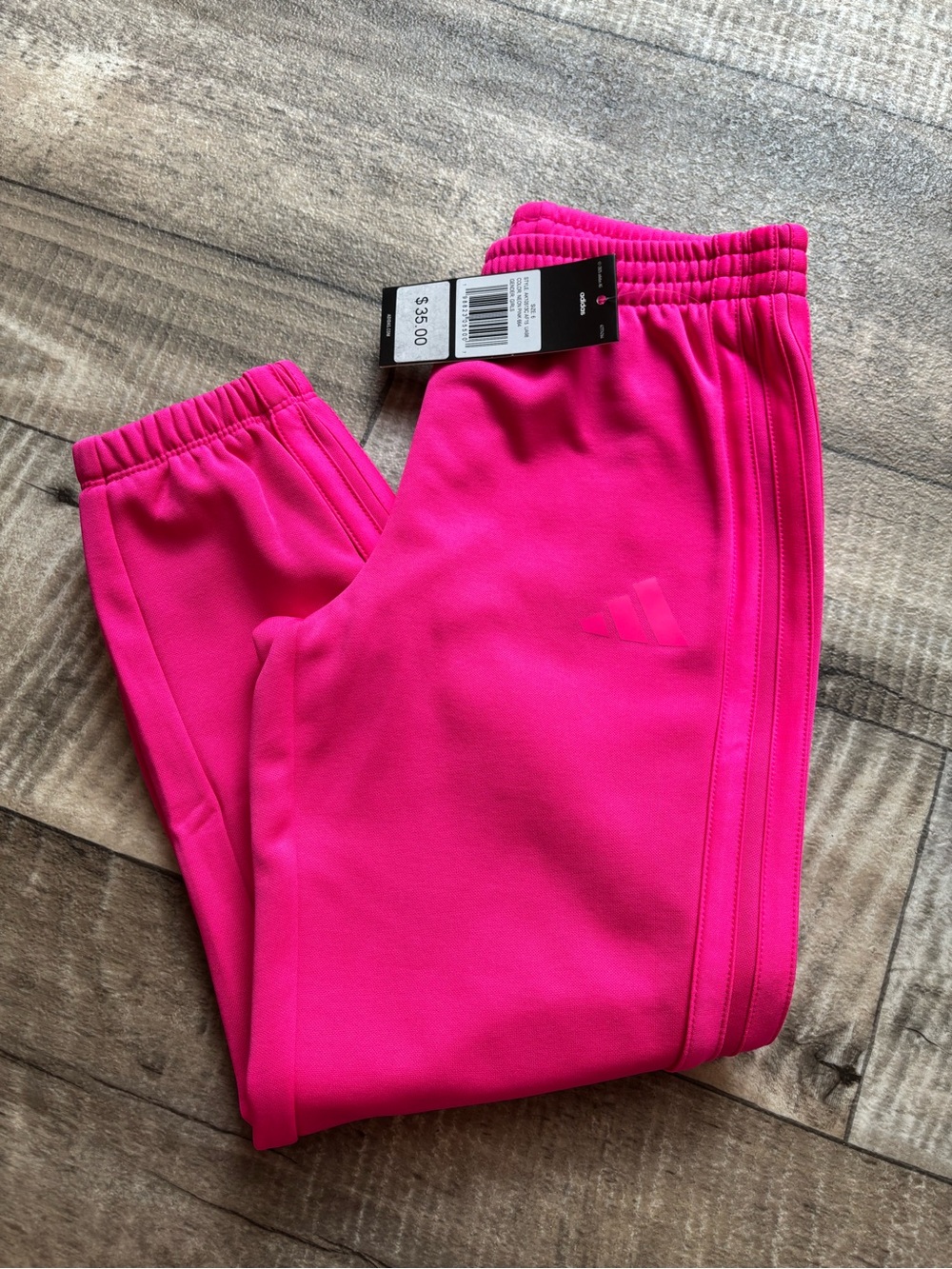 adidas Kids Hot Pink Joggers with Side Stripes